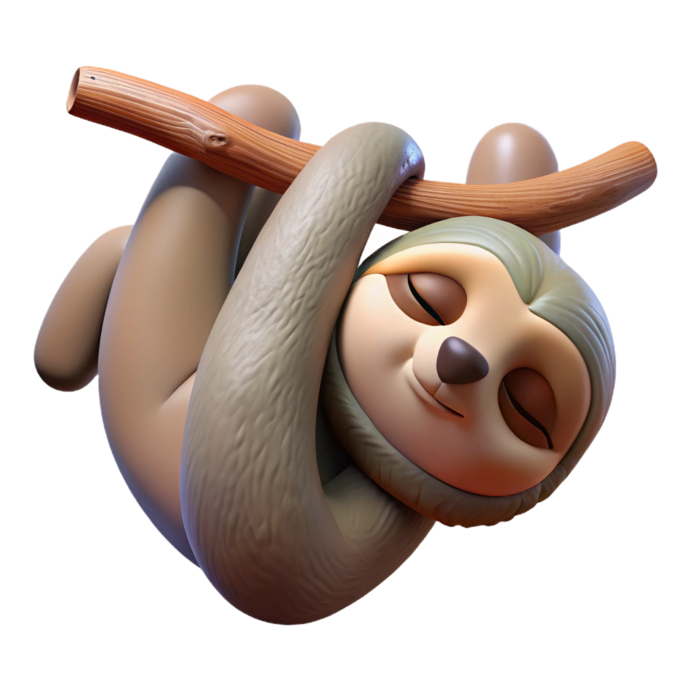 gorgeous romantic abstract A sleepy sloth hanging upside down from a tree branch, dappled sunlight, nature documentary style luxury png