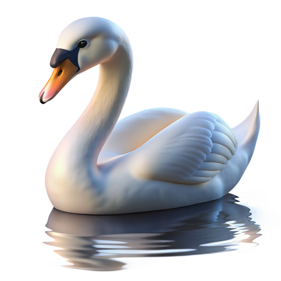 exceptional nordic Portrait of a graceful swan gliding across a still lake. Soft, reflective lighting. Nature photography style sharp png