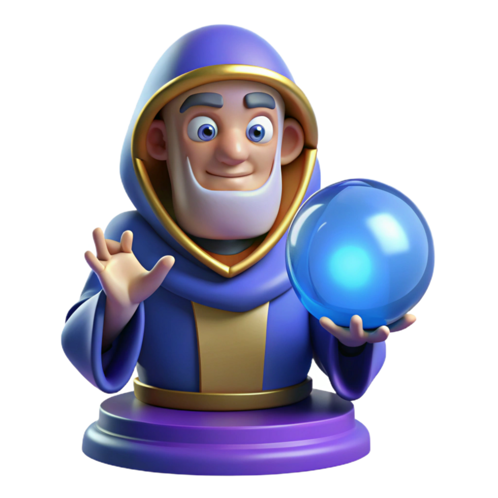 splendid exemplary A wise oracle gazing into a crystal ball, mystical blue lighting, fantasy art style png