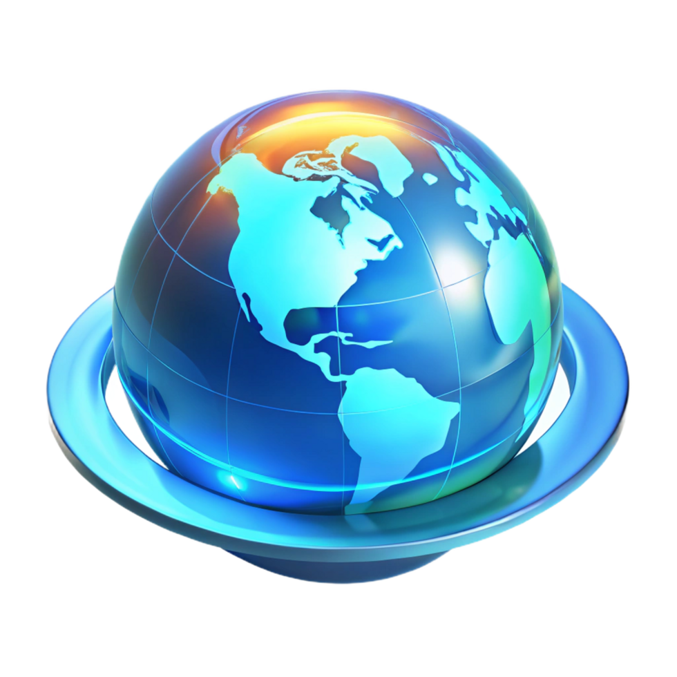captivating melancholic surreal A holographic projection of the Earth, rotating slowly, illuminated by a soft, blue light, futuristic data visualization style expertly shot png
