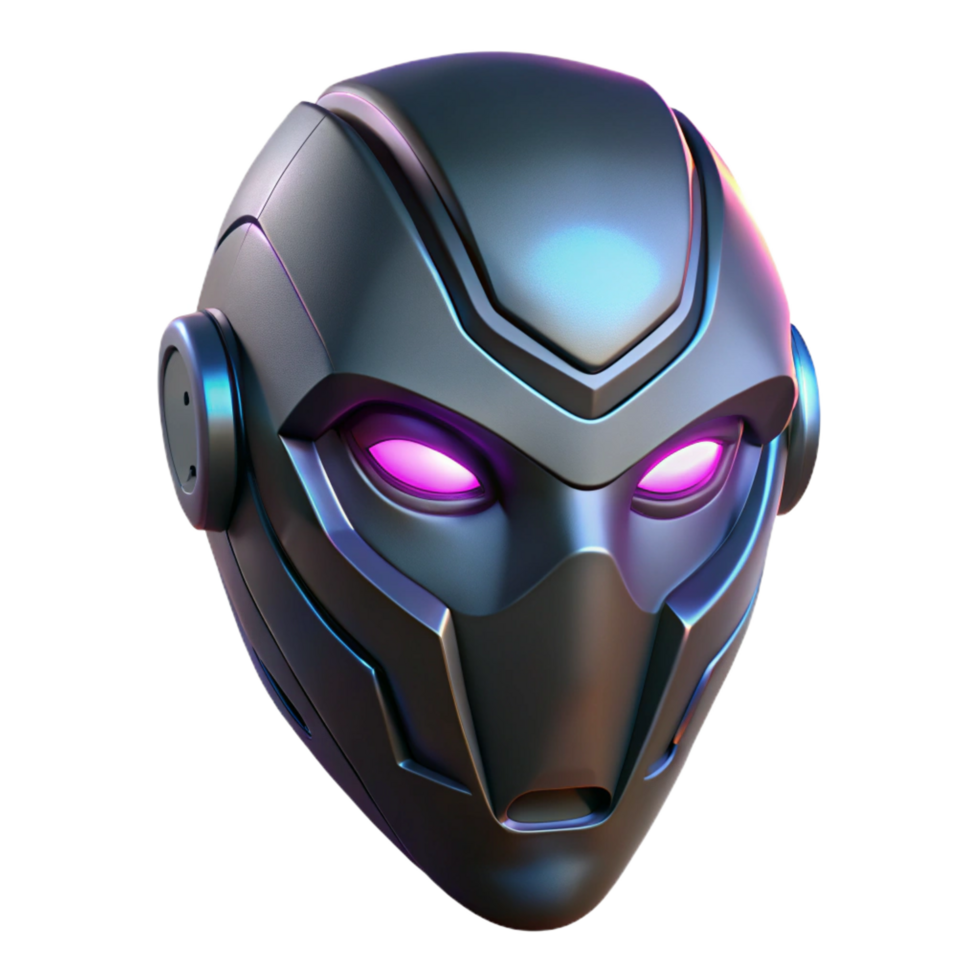 notable futuristic A futuristic mask, sleek design, glowing LEDs, cyberpunk style crisp png