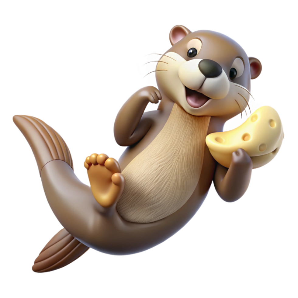 splendid industrial A playful sea otter floating on its back, holding a seashell, calm ocean water, whimsical illustration style exclusive png