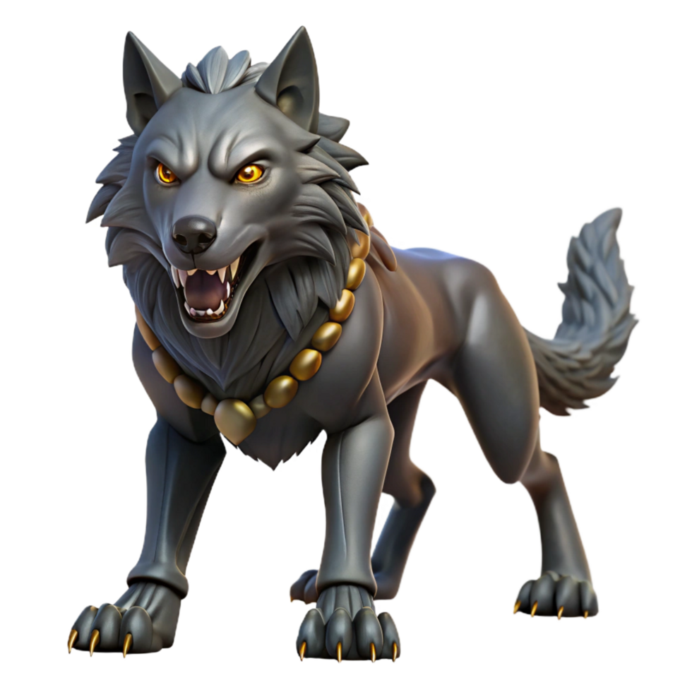 sought after gothic Fenrir, the monstrous wolf, bound by Gleipnir, dark and ominous lighting, Norse mythology art style professional png