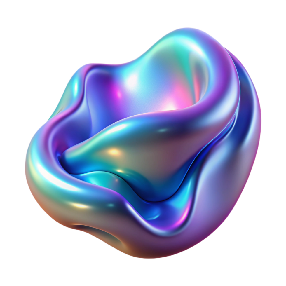 iconic classic A fluid, amorphous shape, morphing and transforming, with a holographic sheen, in a surreal, otherworldly style, under a pulsating, neon light authentic png