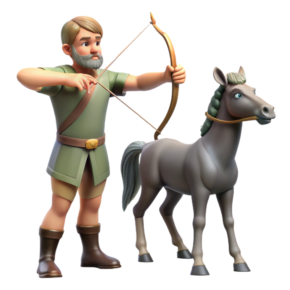 beautiful renaissance A wise old centaur teaching archery to a young human boy, dappled forest lighting, in a classical mythology style ultra HD png