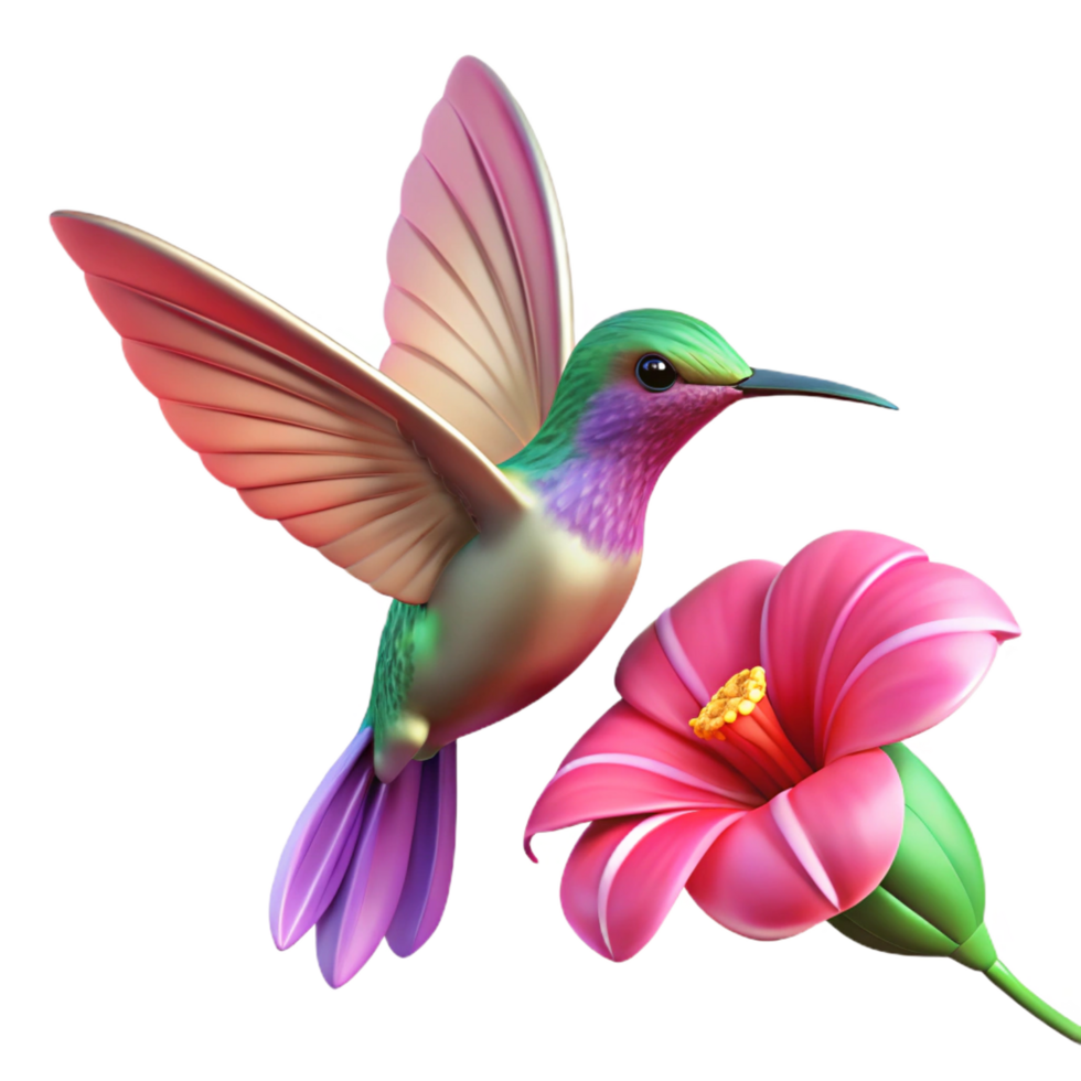 serene joyful nordic A hummingbird hovering near a vibrant fuchsia flower, captured in macro photography, with soft, diffused lighting high resolution png
