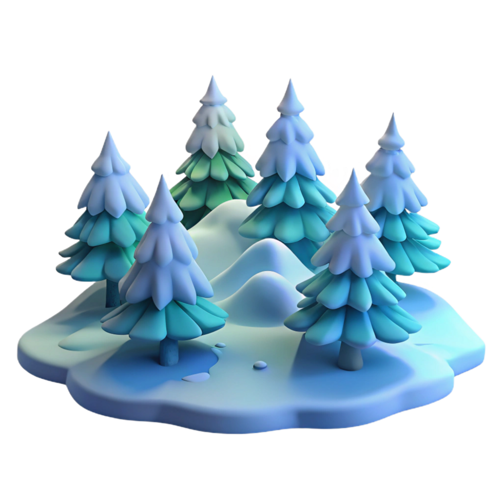 nostalgic beautiful A snow covered pine forest, quiet and serene, soft blue light, minimalist composition, premium png