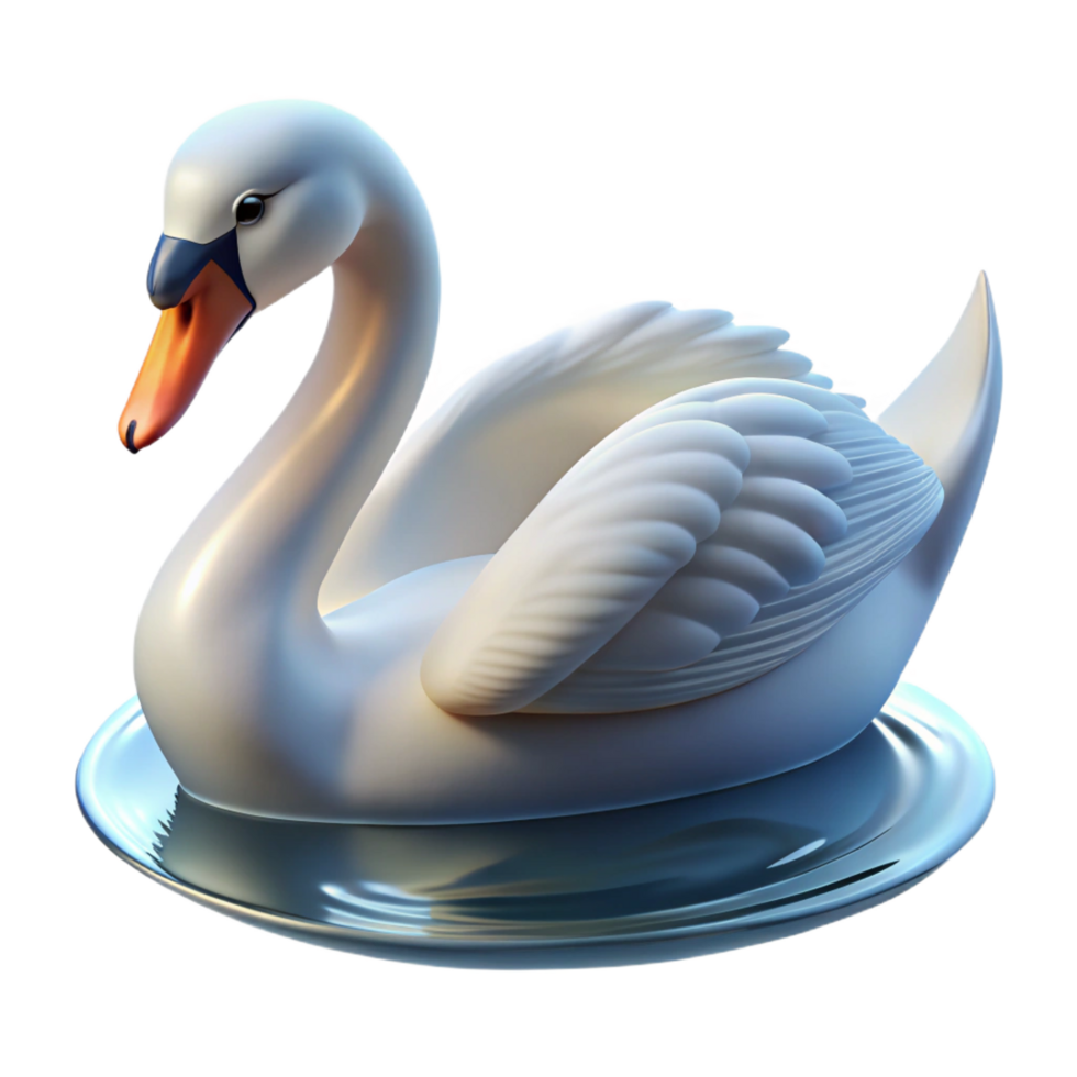 splendid classic A graceful swan gliding across a still lake, serene morning light, rendered in a soft, romantic style perfect clarity png