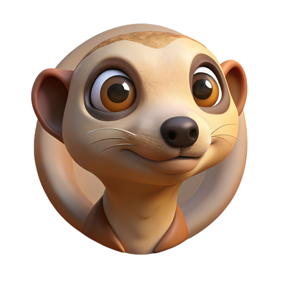 exquisite acclaimed A curious meerkat peering out from its burrow, desert landscape, Pixar animation style png