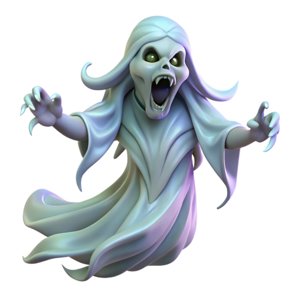 coveted art deco A spectral banshee wailing in the wind, ethereal glow, moonlight, dark fantasy style high resolution png