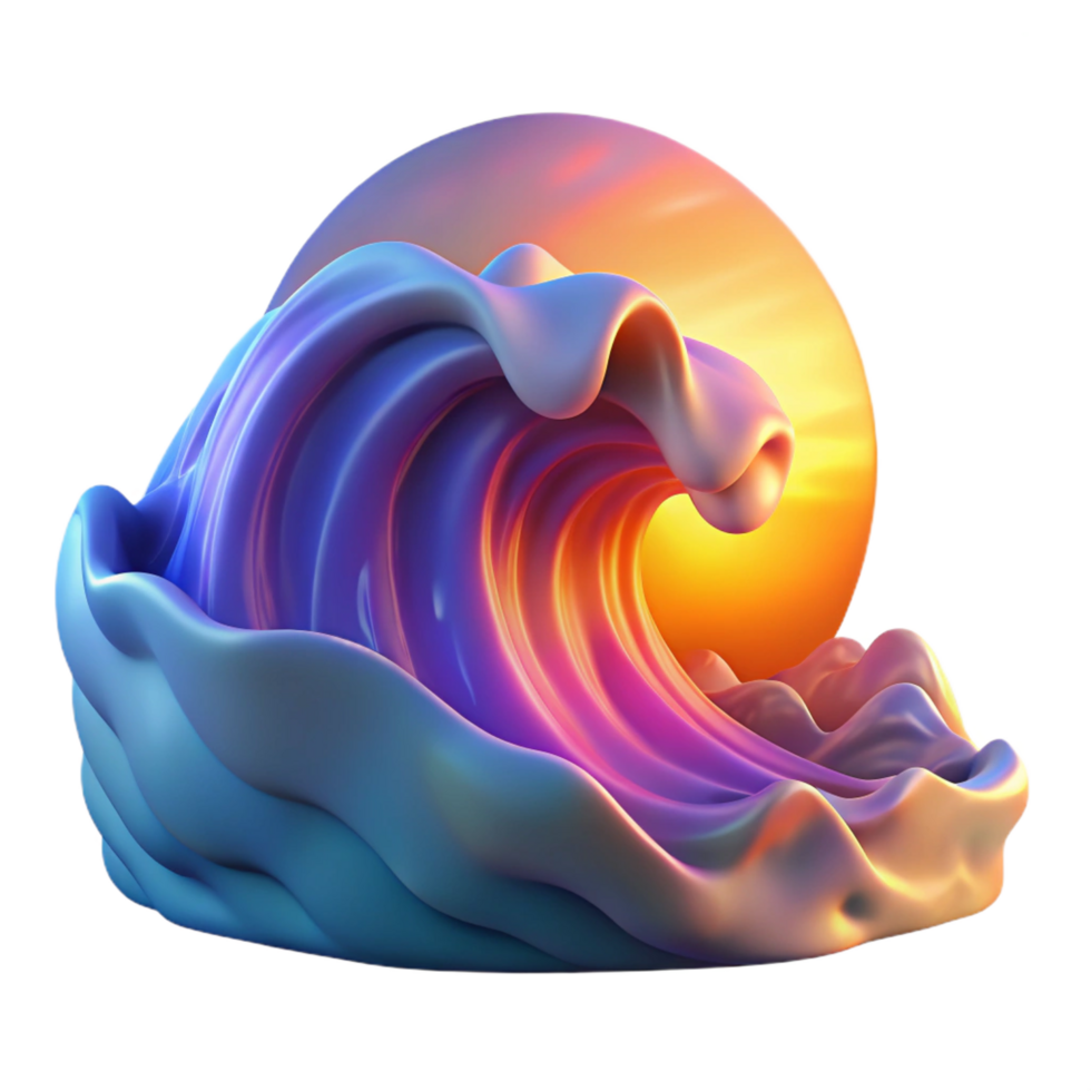 dazzling nordic A crashing ocean wave at sunset, vibrant colors, dynamic lighting, realistic style, genuine png