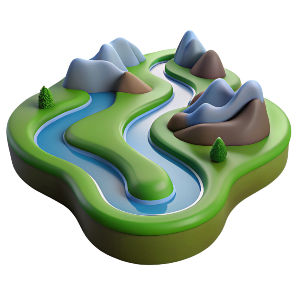 unparalleled minimalist A winding river flowing through a valley, aerial view, landscape photography, serene style, crisp png