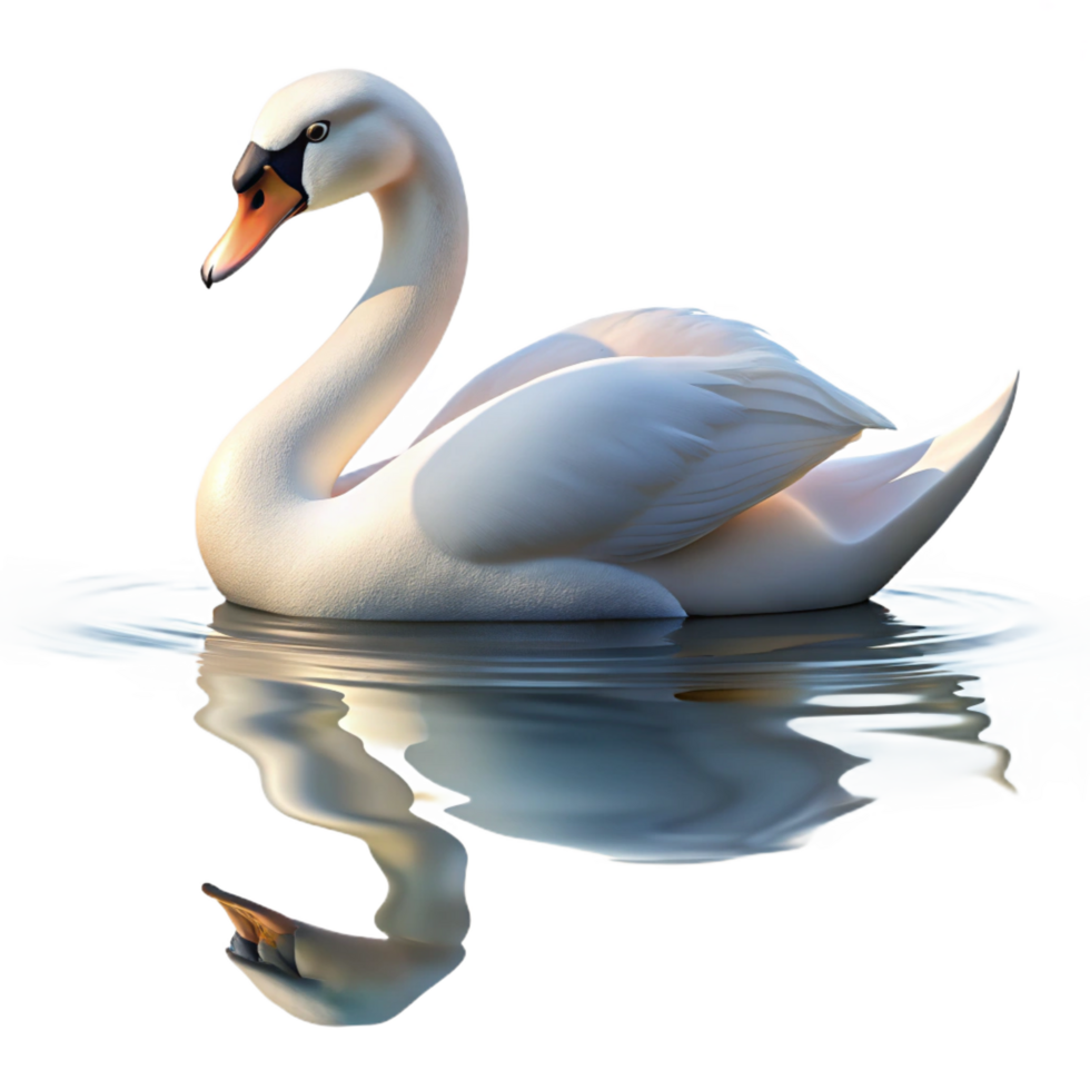 extraordinary harmonious art deco A graceful swan gliding across a calm lake, soft morning light, impressionistic style exclusive png