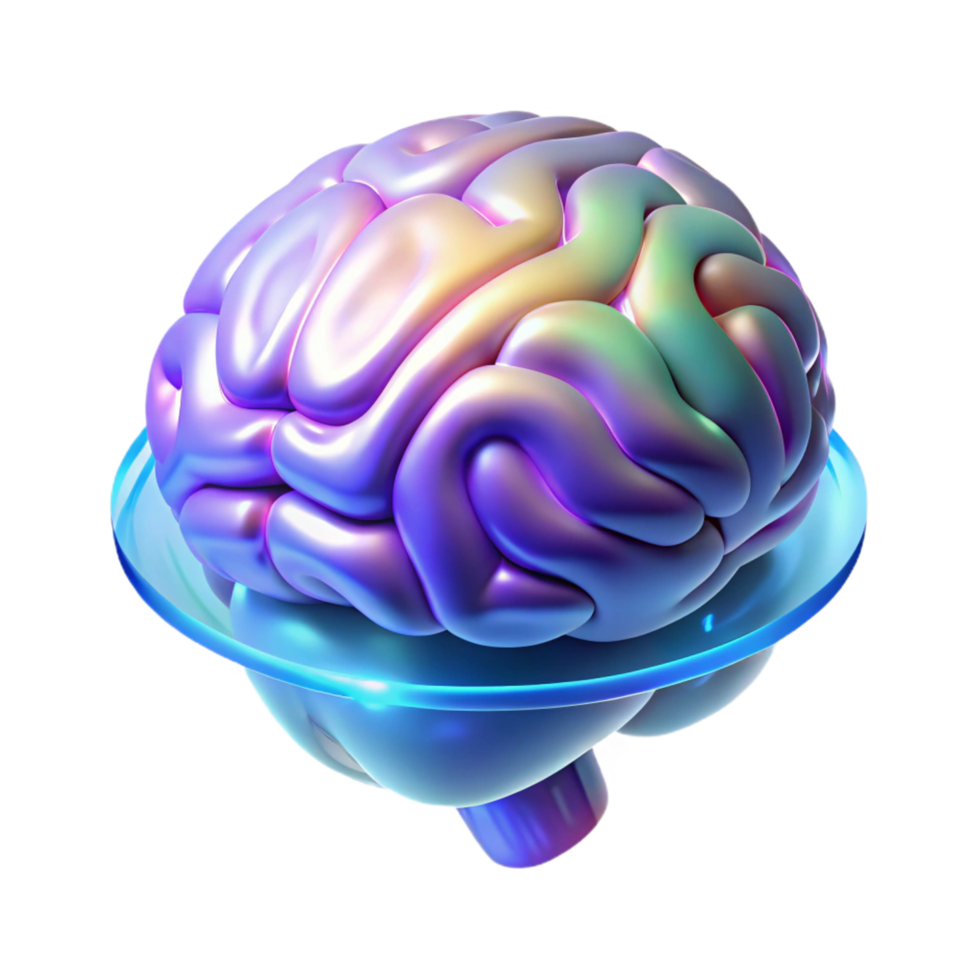 standout rustic A holographic projection of a human brain, rotating slowly, different areas lighting up in sequence, medical illustration style top tier png
