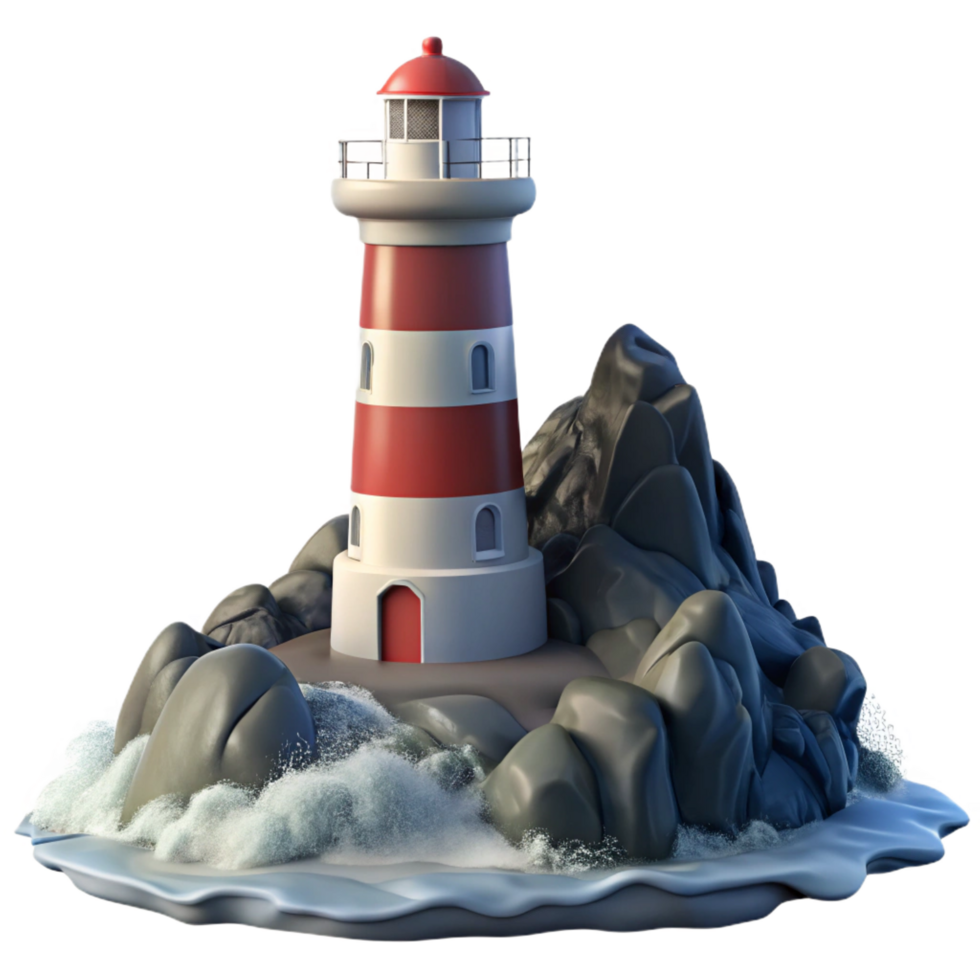 beautiful signature A towering lighthouse on a rocky coast, dramatic waves crashing, stormy weather, dramatic lighting, realistic, png