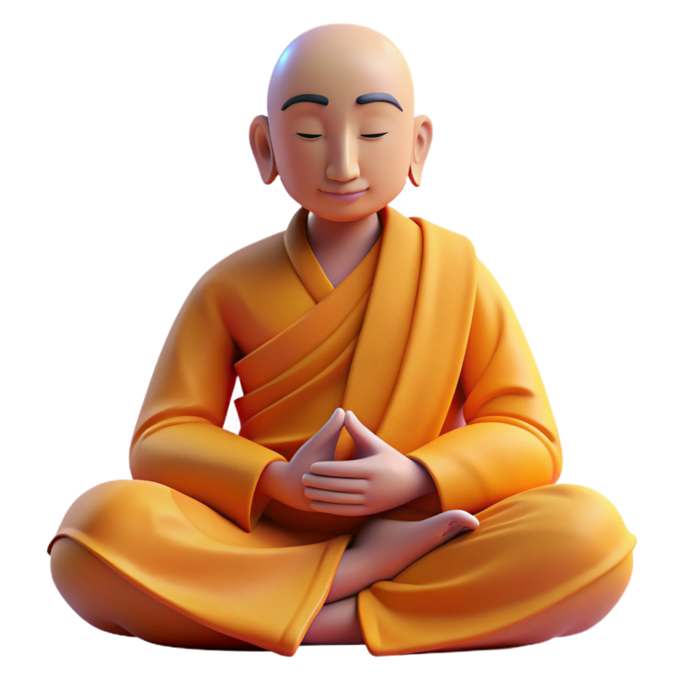 stunning intense gothic Portrait of a serene monk in saffron robes, meditating peacefully, lit by soft morning light, in a spiritual style genuine png