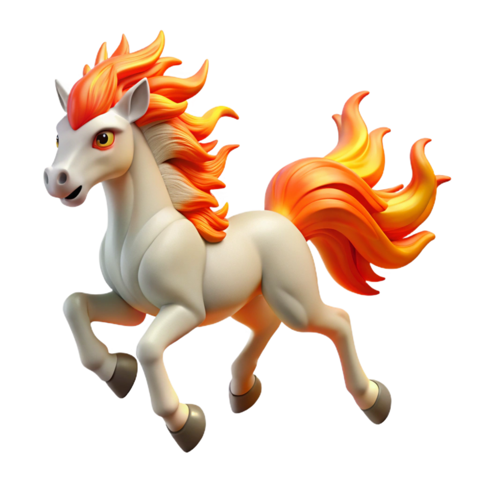pristine vintage A powerful kirin with a flaming mane and tail, galloping across a plain, Japanese art style original png