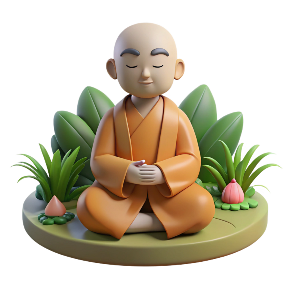 striking gothic Portrait of a serene monk meditating in a peaceful garden. Soft, zen lighting. Spiritual art style gallery standard png