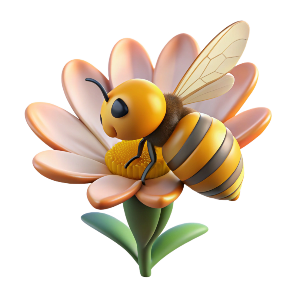 extraordinary dramatic elegant A close up of a bee collecting pollen from a flower, macro photography, natural light impeccable png