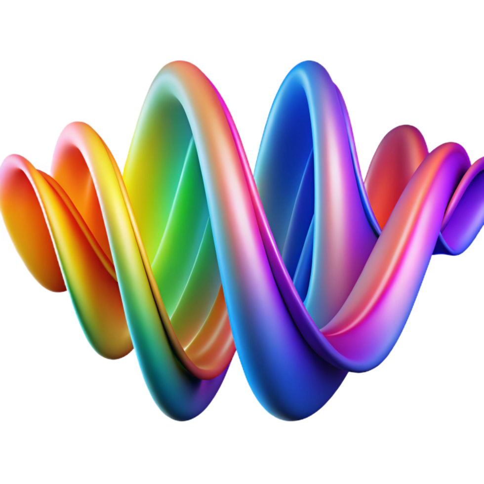 stunning urban An abstract representation of sound waves, visualized as vibrant ribbons of color, dynamically lit handcrafted png