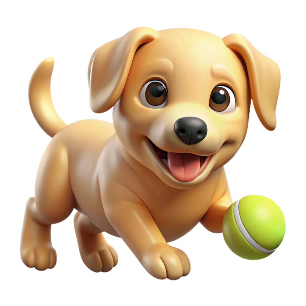 distinctive abstract A playful golden retriever puppy chasing a tennis ball, bright sunny day in a park, candid photography style impeccable png
