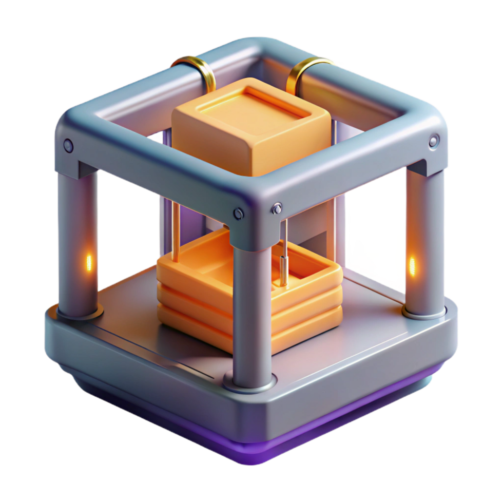 majestic unparalleled A 3D printer creating a complex object, intricate layers of material, bright, industrial lighting, realistic style png