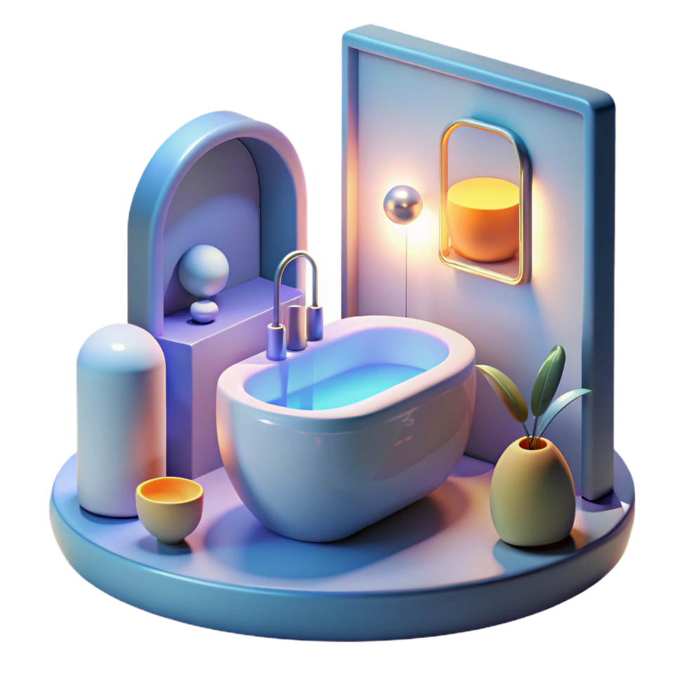 dramatic striking A futuristic bathroom, minimalist design, soft lighting, concept art, impeccable png