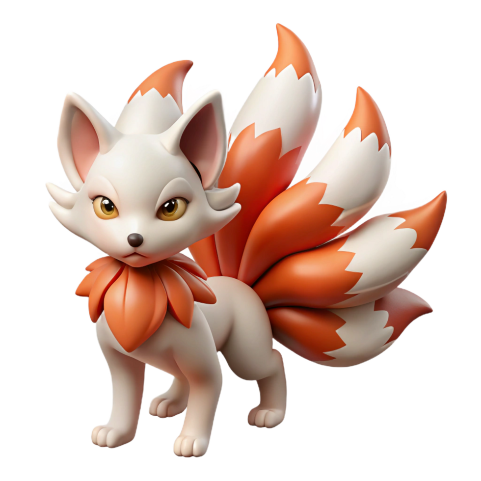 remarkable gothic A cunning kitsune with multiple tails, forest setting, moonlight, Japanese folklore style exclusive png