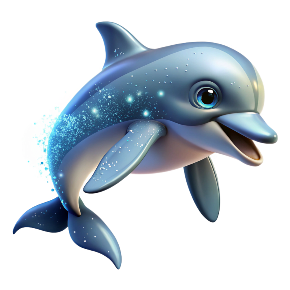 fascinating timeless Portrait of a playful dolphin leaping from the water, sparkling ocean lighting, marine life photography style png