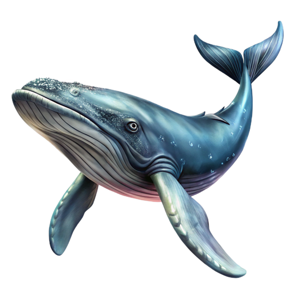 extraordinary surreal A majestic humpback whale breaching the ocean surface, dramatic lighting, watercolor painting style studio quality png