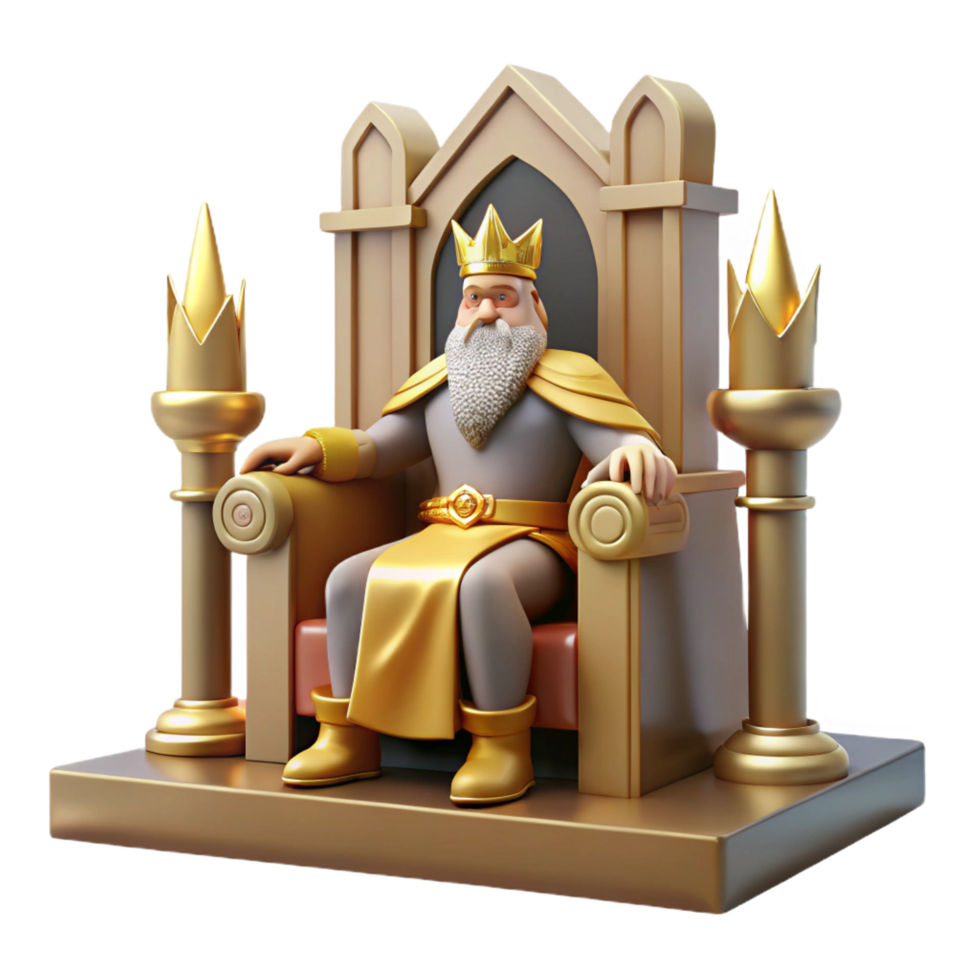 gorgeous geometric A wise Odin sitting on his throne, grand hall with golden light, Norse Mythology style perfect clarity png