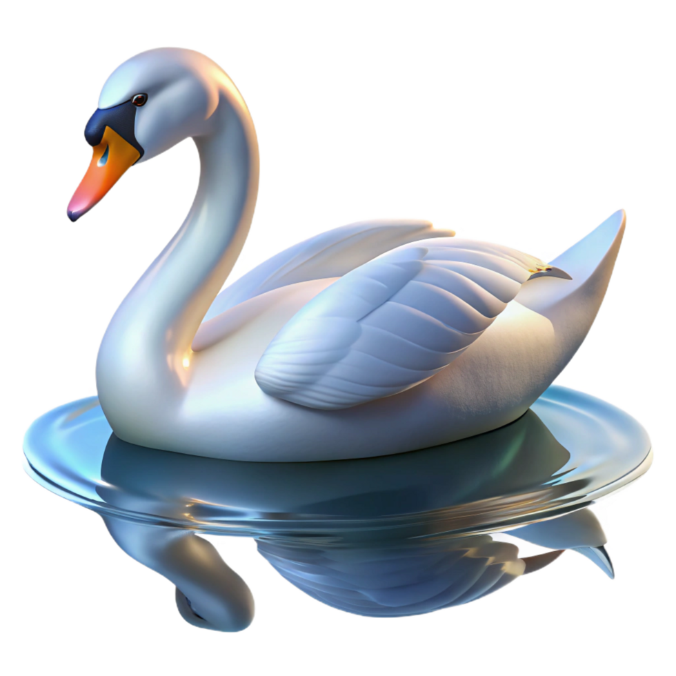 harmonious exquisite A graceful swan gliding across a calm lake, soft, reflective light, serene and elegant style top tier png