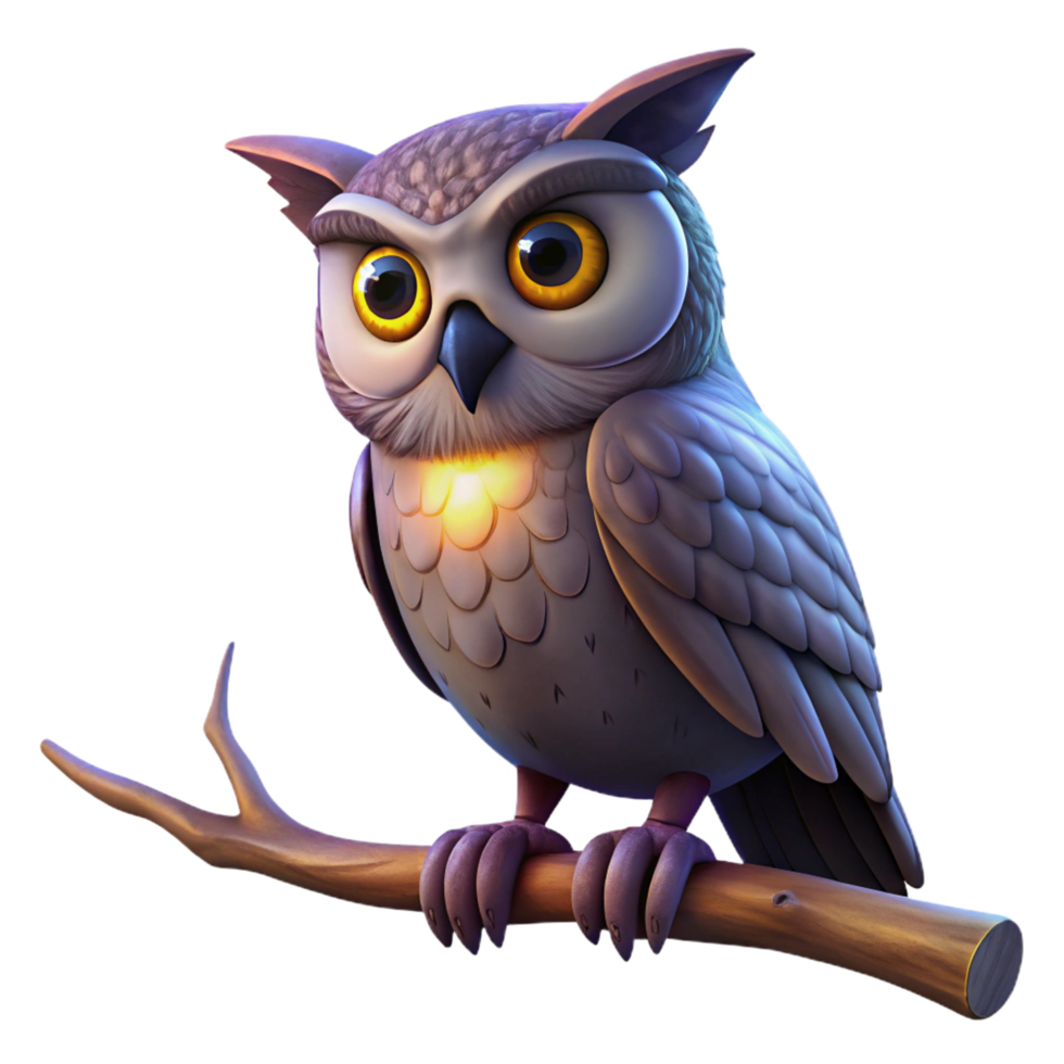 timeless rustic A wise old owl perched on a branch in a dark forest, illuminated by a single ray of moonlight, digital art in a dark fantasy style refined png