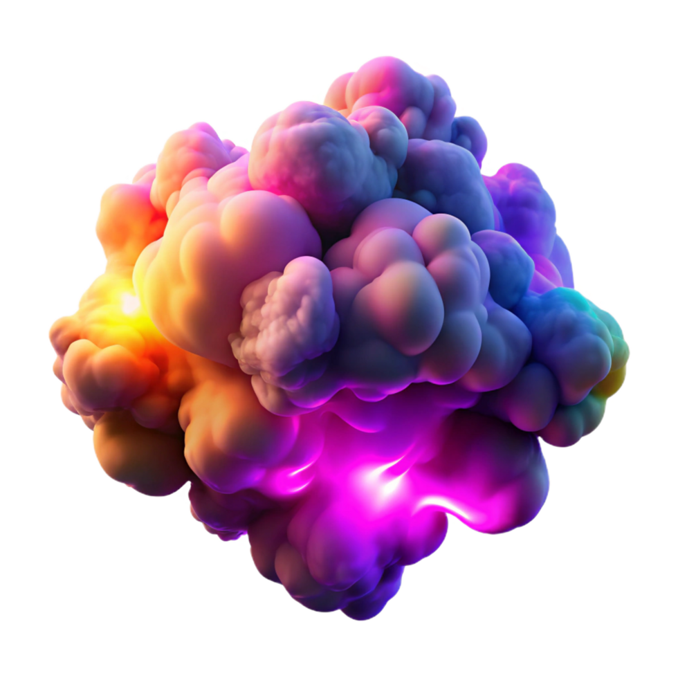 harmonious impressive A cloud of colorful smoke billowing and swirling, illuminated by neon lights, with a vibrant, psychedelic feel authentic png