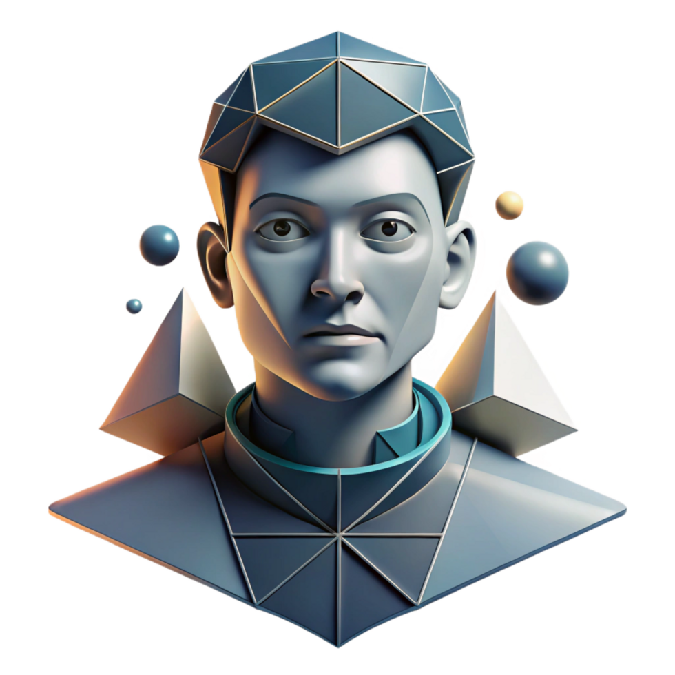 unforgettable elegant An abstract portrait composed of geometric shapes and lines, with a monochromatic color palette and a high contrast lighting setup sharp png