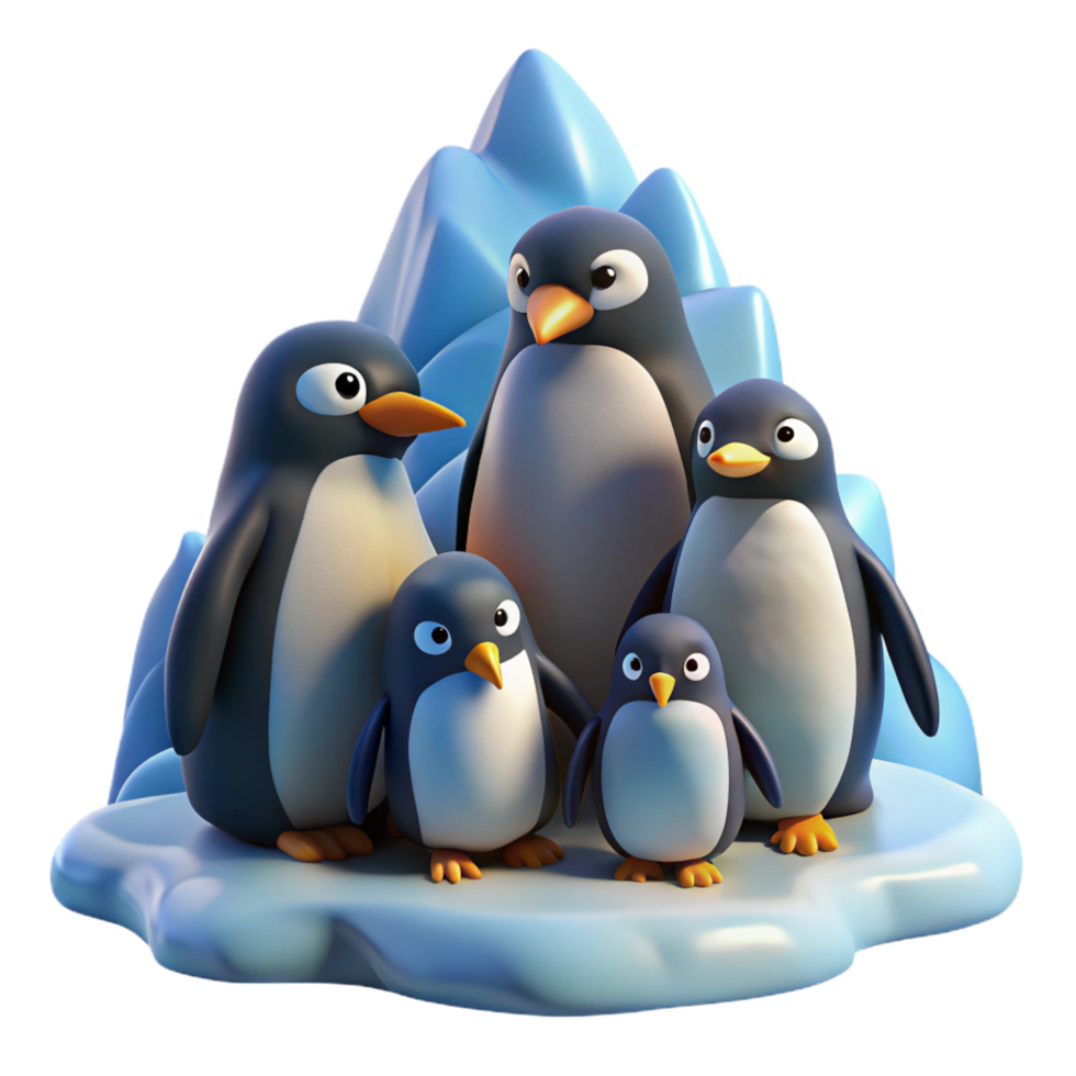 intense alluring A group of penguins huddled together on a icy landscape, cold, bluish lighting, nature documentary style expertly shot png