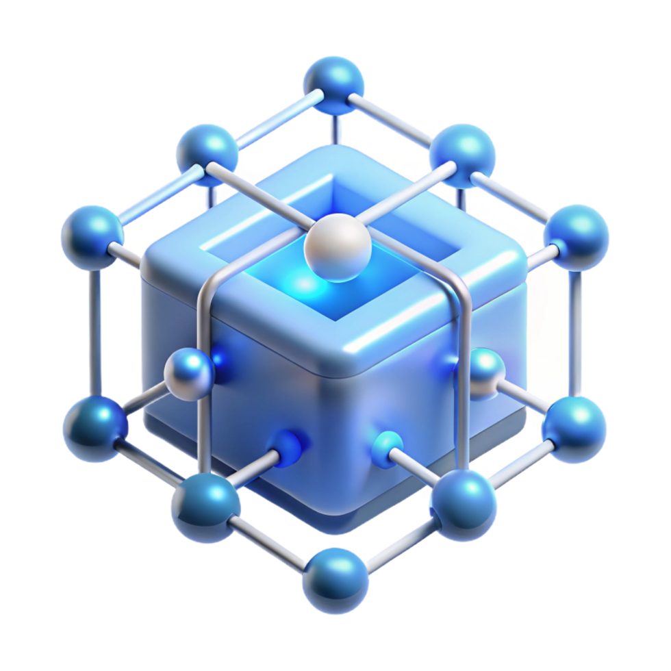 elegant nordic A quantum computer processing complex algorithms, represented by glowing lines and nodes, bathed in soft blue light, in an abstract, minimalist style sharp png