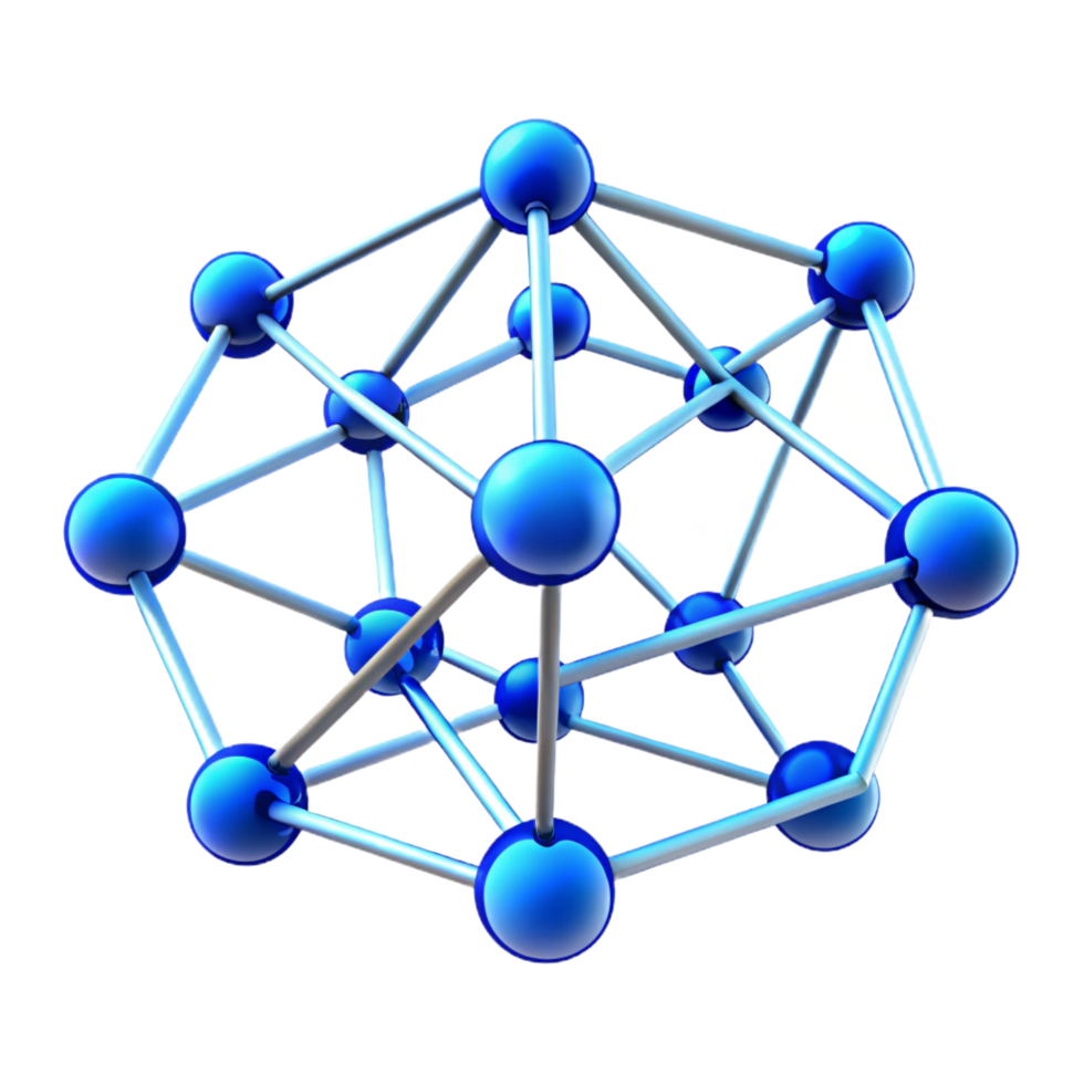 exquisite ethereal contemporary A network of interconnected nodes and lines, glowing with a cool blue light, against a dark, abstract background. Depth of field effect applied elite png