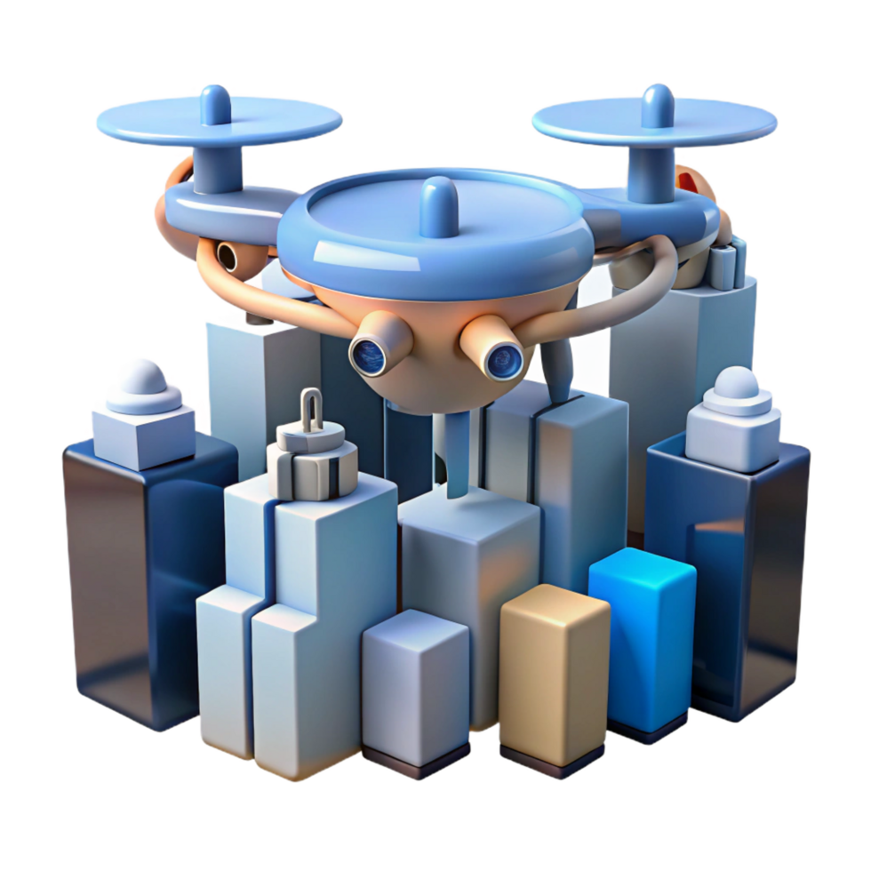 inspired abstract A drone delivering a package in a futuristic city, sleek design, daytime lighting, realistic style precision png