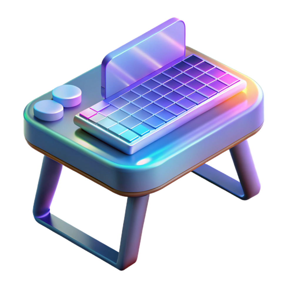 breathtaking peaceful mid century A holographic keyboard projected onto a desk, sleek design, interactive elements, minimalist style handcrafted png