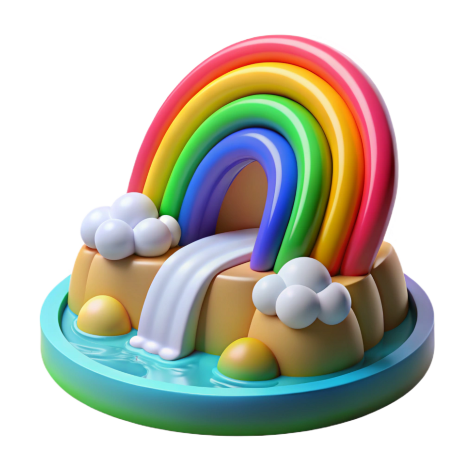 fascinating distinguished A rainbow arcing over a waterfall, vibrant and colorful, magical and whimsical style png
