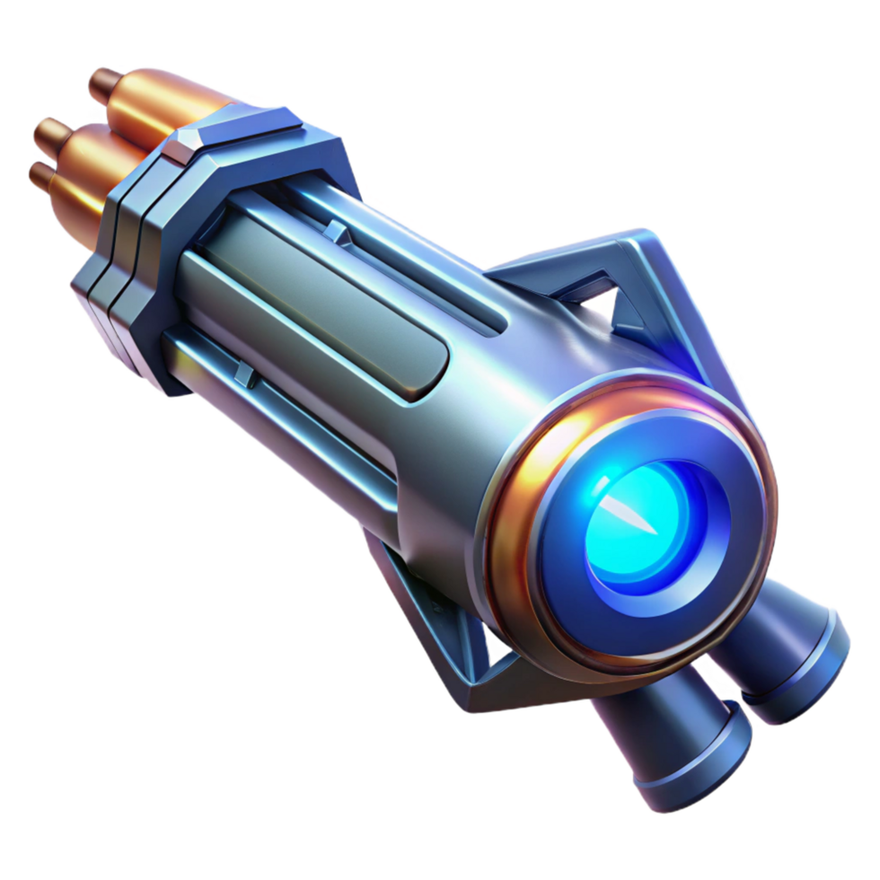 exemplary baroque A futuristic weapon, sleek, metallic design, glowing energy core, dark, moody lighting, sci fi style ultra HD png