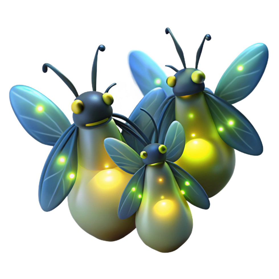 vibrant rustic A group of fireflies at night, bioluminescent light, magical and enchanting style masterfully captured png