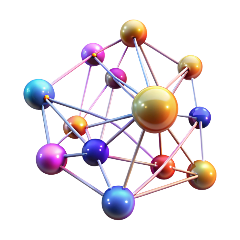 mysterious captivating A network of interconnected nodes and lines, pulsating with data flow, illuminated by a dynamic, multi colored light, data visualization style refined png