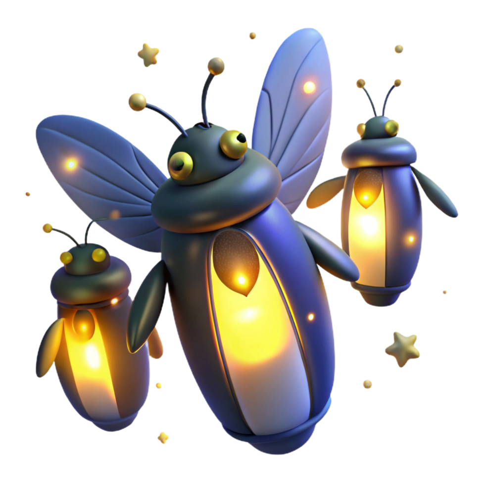sumptuous nostalgic coastal A group of fireflies glowing in the night, magical atmosphere, fantasy style exclusive png