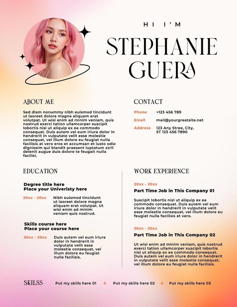 Gradient Part Time Jobs Resume Template