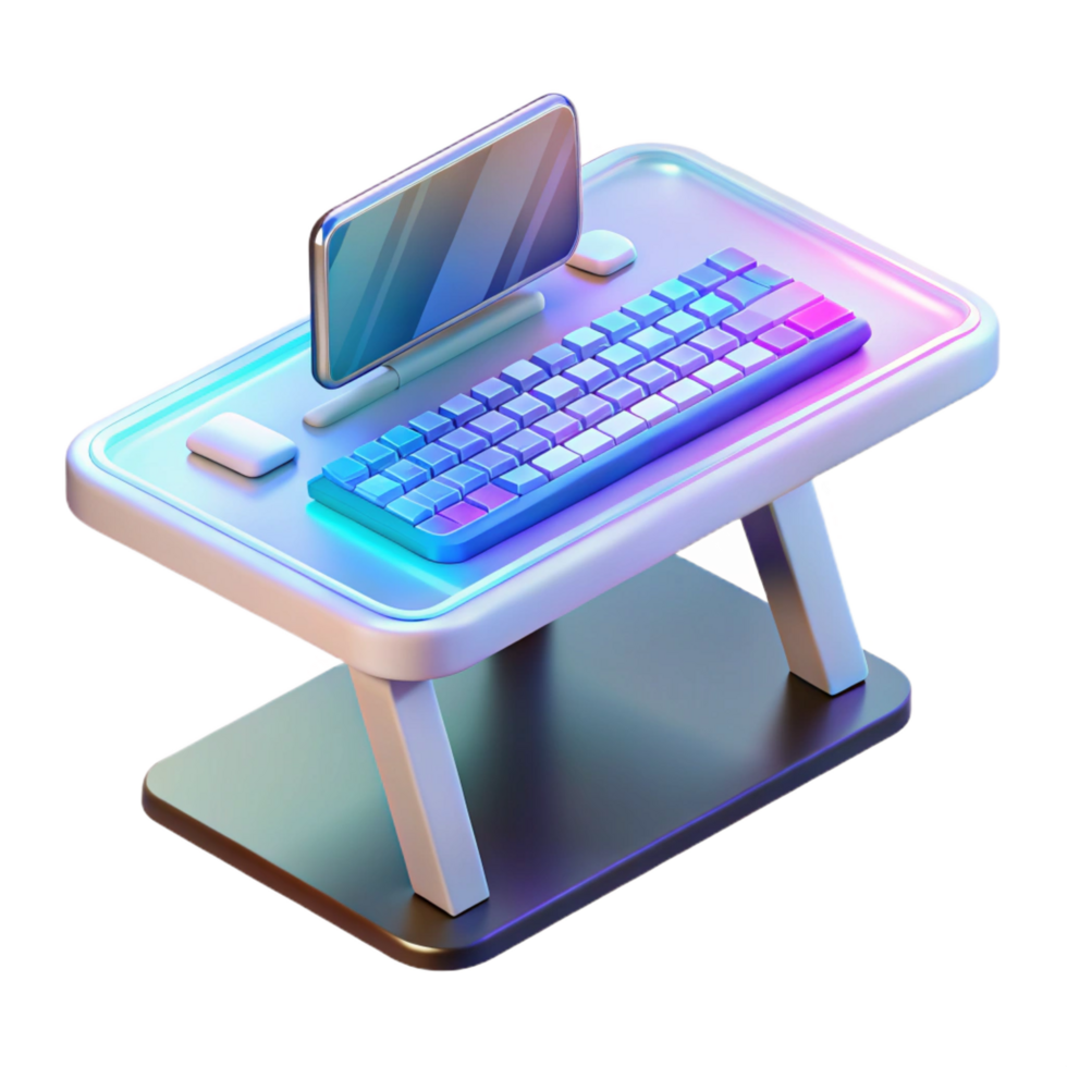 gorgeous dramatic art deco A holographic keyboard projected onto a desk, sleek design, interactive elements, minimalist style 4K png