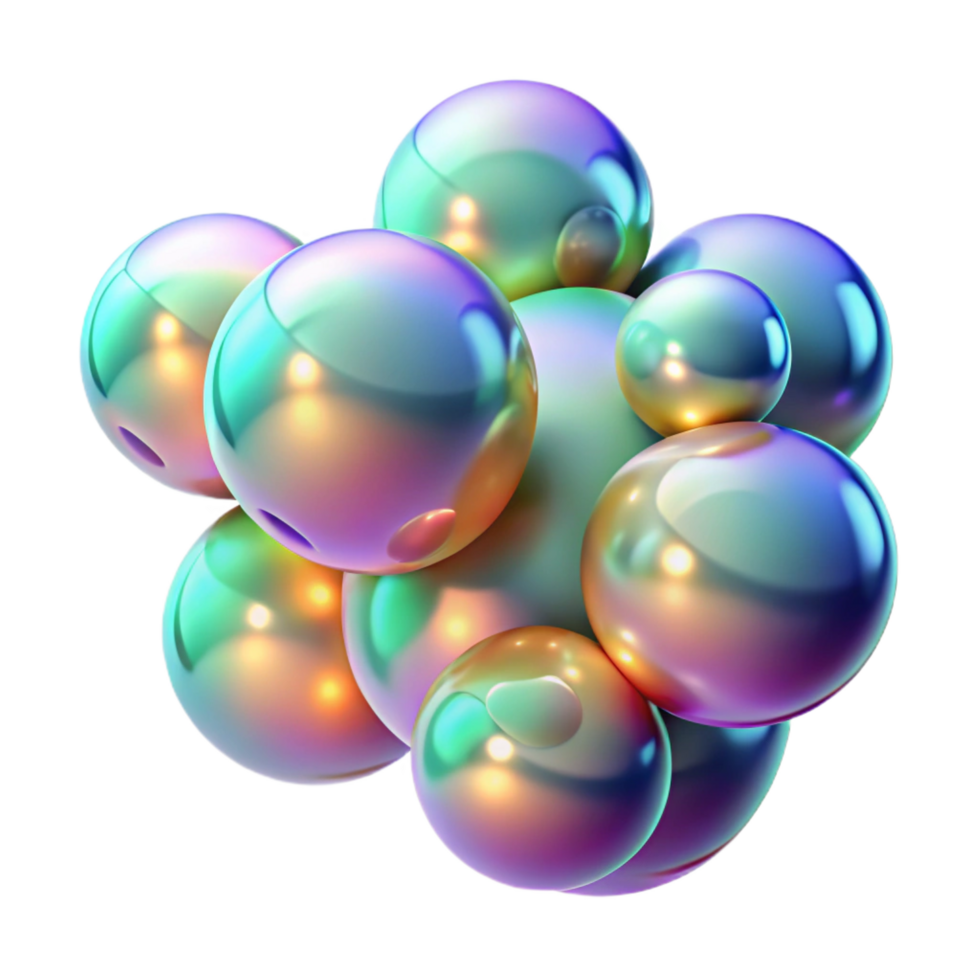 picturesque nostalgic surreal A cluster of iridescent bubbles, floating in zero gravity, with soft, ambient lighting, in a surrealist style artisan png