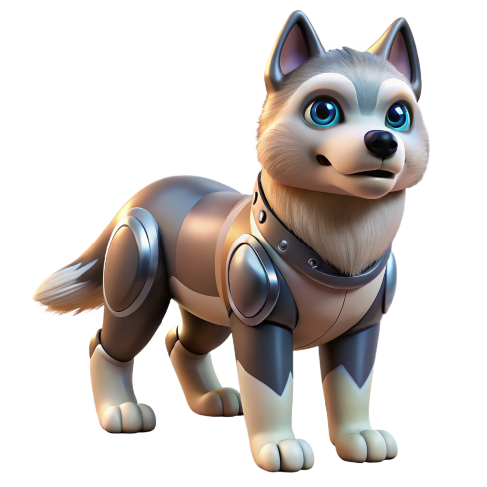 standout renaissance A robotic dog, realistic fur and movements, bright, playful lighting, photorealistic style studio quality png