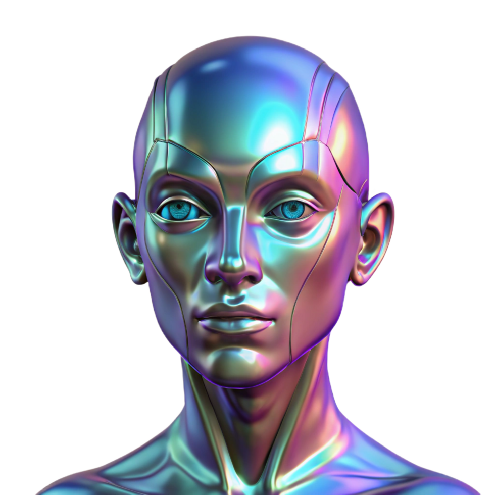 notable creative A holographic projection of a human face, glitching and distorting, cyberpunk style 8K png